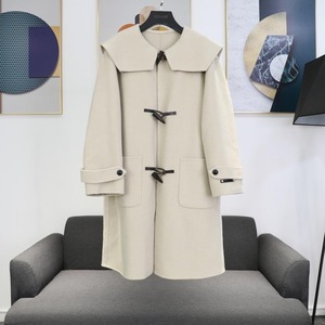 韩版长款双面呢大衣女冬季新款毛呢大衣牛角扣ins风羊毛羊绒大衣