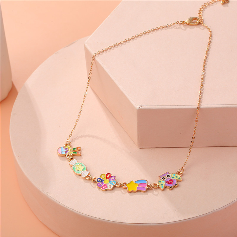 Cute Cartoon Alloy Enamel Girl's Necklace display picture 2