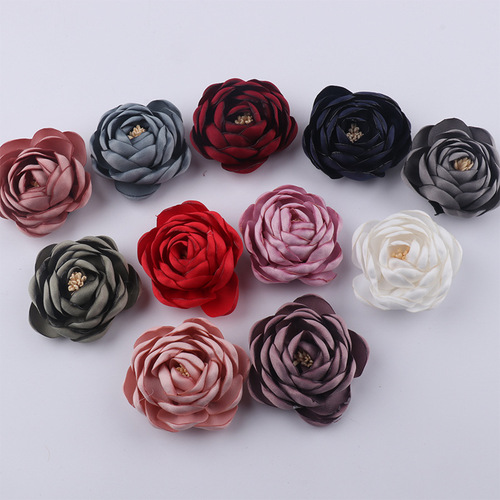 5pcs DIY Korean rose headdress baked edge roses dress clothing accessories corsage shoe flowers bag groom flowers DIY jewelry accessories