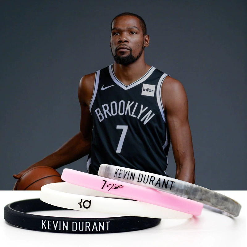Кремённая резиновая браслет с надписью NBA Net Team Star No. 7 Durant Signature Signature Circle 6mm Small Sports Luminous Silicon Silicon wristband