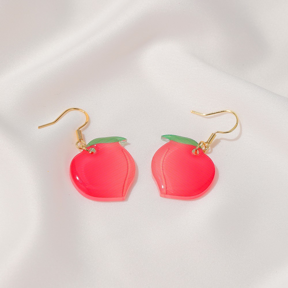 Summer New Products Sweet Peach Earrings Acrylic Peach Earrings Girl Earrings Wholesale Nihaojewelry display picture 4