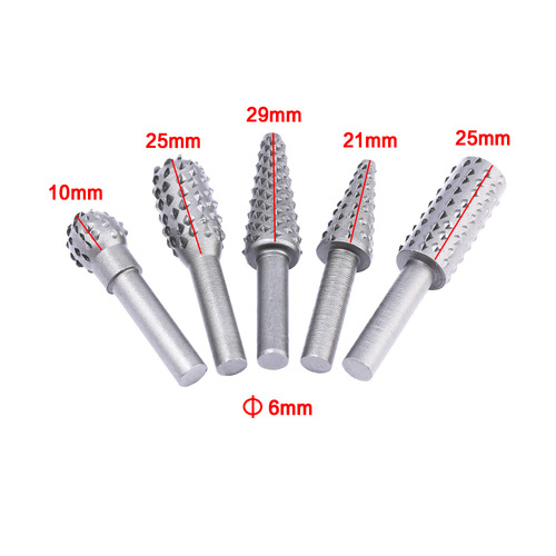 5-piece set of woodworking rotary files, electric rotary grinding head, wood rasp carving knife, tea tray root carving grinding head