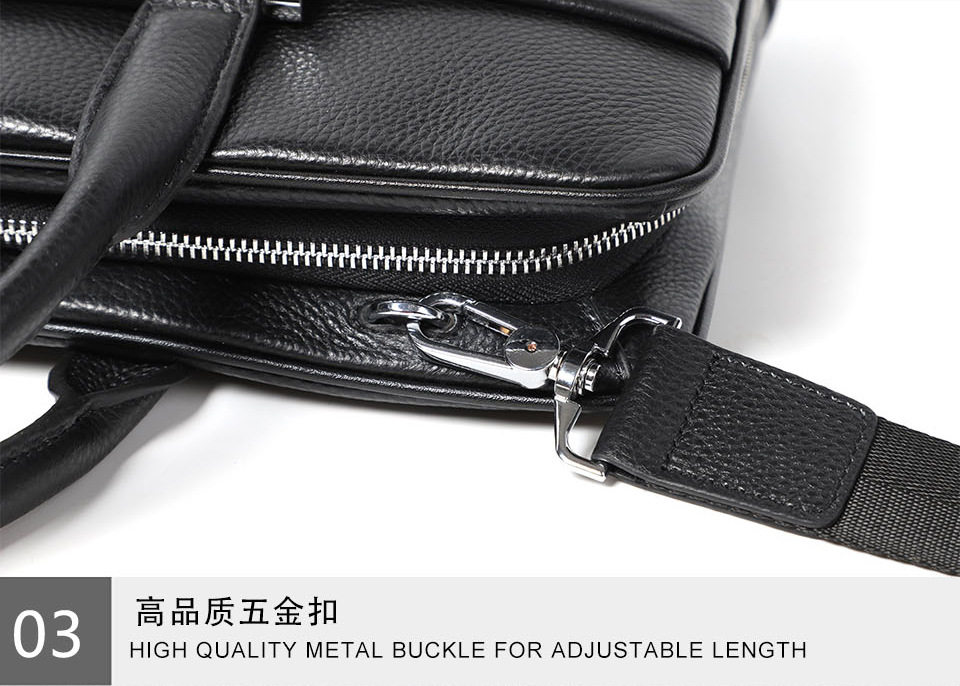 Túi xách nam da bò thật dung tích lớn 38×29×9 cm, túi công sở đeo chéo một vai — Màu đen chi tiết 17