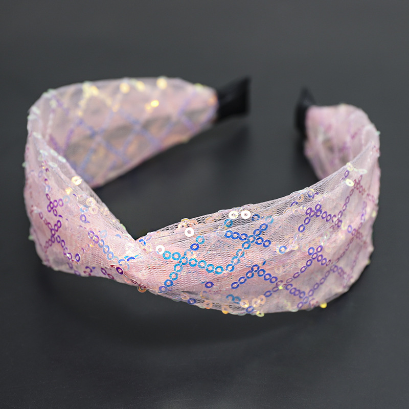 Korean New Fashion Hair Accessories Lace Mesh Yarn Sequin Headband Cheap Headband Wholesale display picture 9