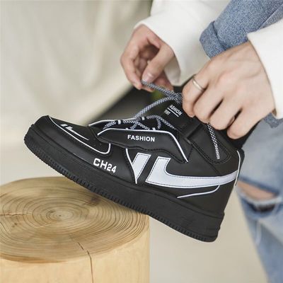 ins Air force one High shoes Reflective Cool gym shoes man student Korean Edition Lovers' shoes