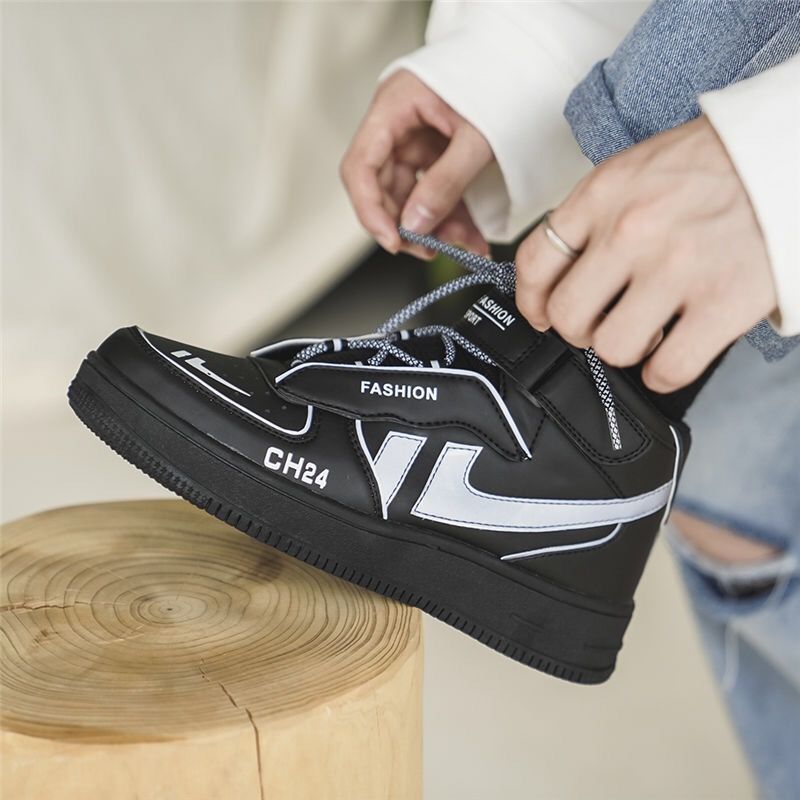 ins Air force one High shoes Reflective Cool gym shoes man student Korean Edition Lovers' shoes