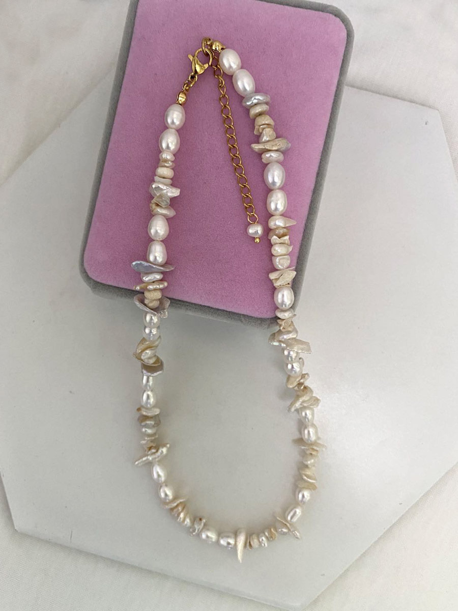 28g Weight Earrings, Necklace Classification 2 PCS/Package Quantity Holiday, Daily Occasion Freshwater Pearl, Titanium Steel Material Geometric Pattern Women's Gender Beaded Design Simple Style Style 2 PCS/Package Freshwater Pearl Titanium Steel Freshwater Pearl Jewelry Sets 16