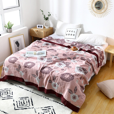 Manufactor Direct selling four layers Jacquard weave Gauze Towel Soft cover blanket thickening Double summer quilt