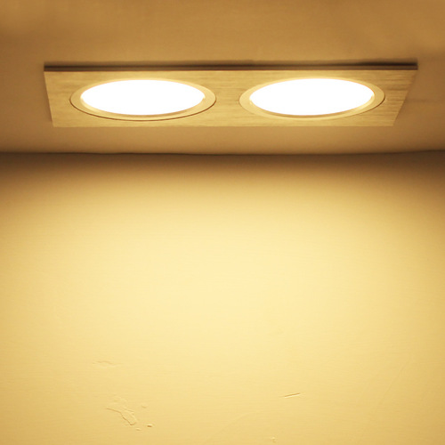 LED双头筒灯吊顶格栅灯长方形射灯嵌入式天花灯双排斗胆灯