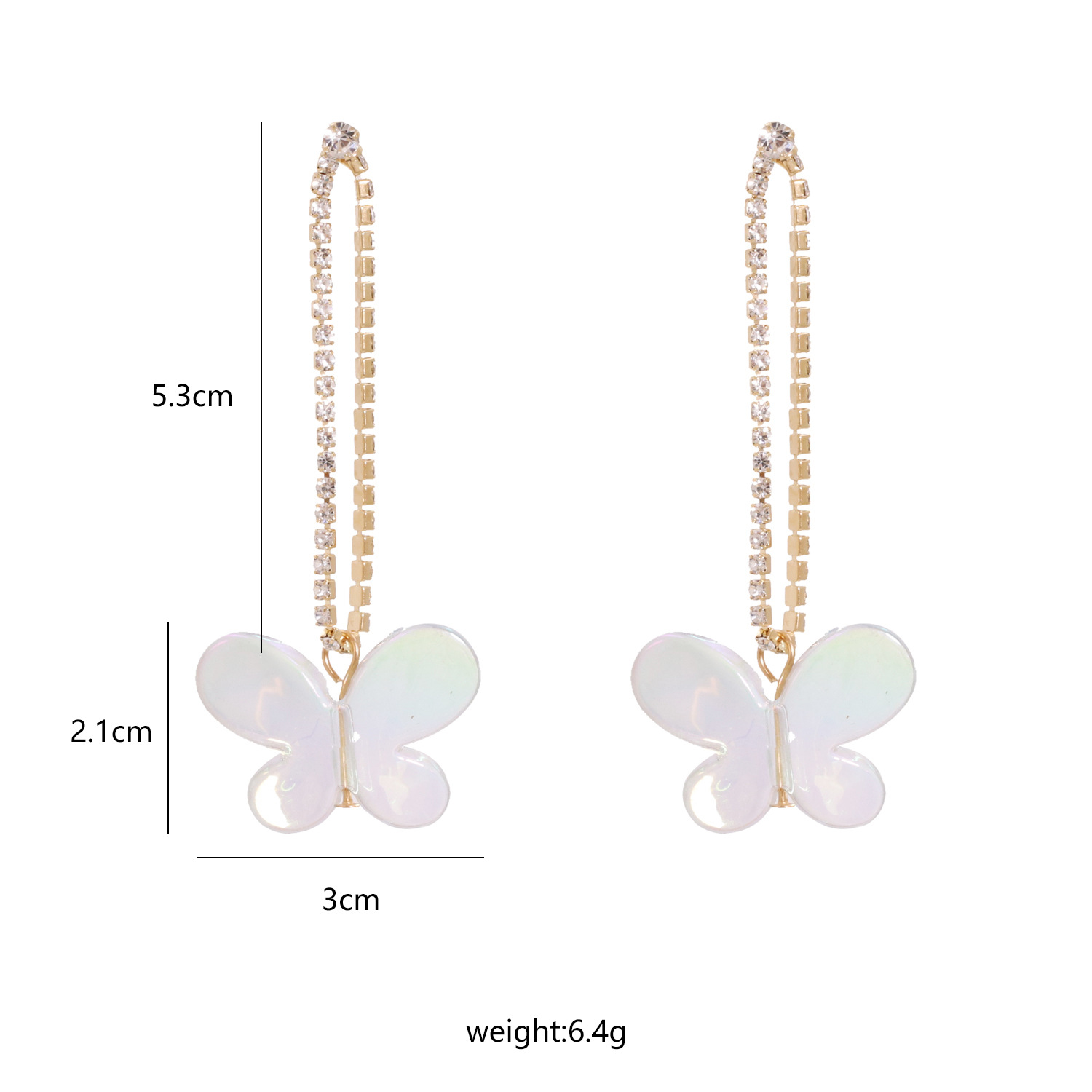 Exaggerated Geometric Butterfly Drop Transparent Claw Chain Diamond Earrings For Women Wholesale display picture 14