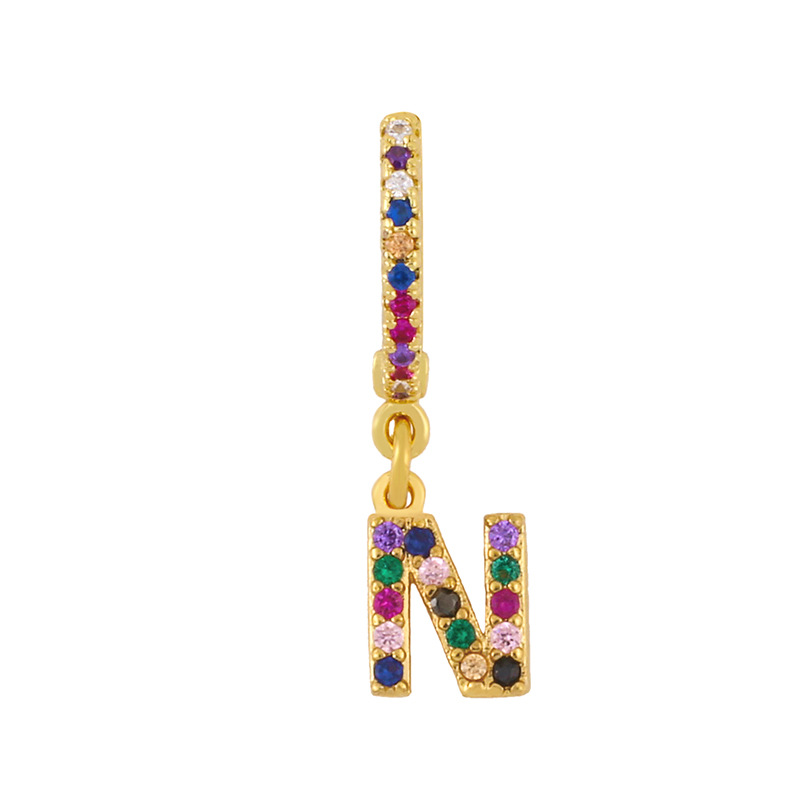 Clip Boucles D&#39;oreilles 26 Boucles D&#39;oreilles Alphabet Micro-set Couleur Zircon Alphabet Clips D&#39;oreilles Femmes display picture 3