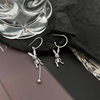 Tide, silver needle, asymmetrical metal mechanical fashionable universal earrings, silver 925 sample, internet celebrity