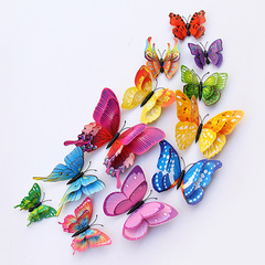 Fanxi's new double-layer mixed color butterfly PVC magnetic butterfly room living room decoration three-dimensional refrigerator sticker