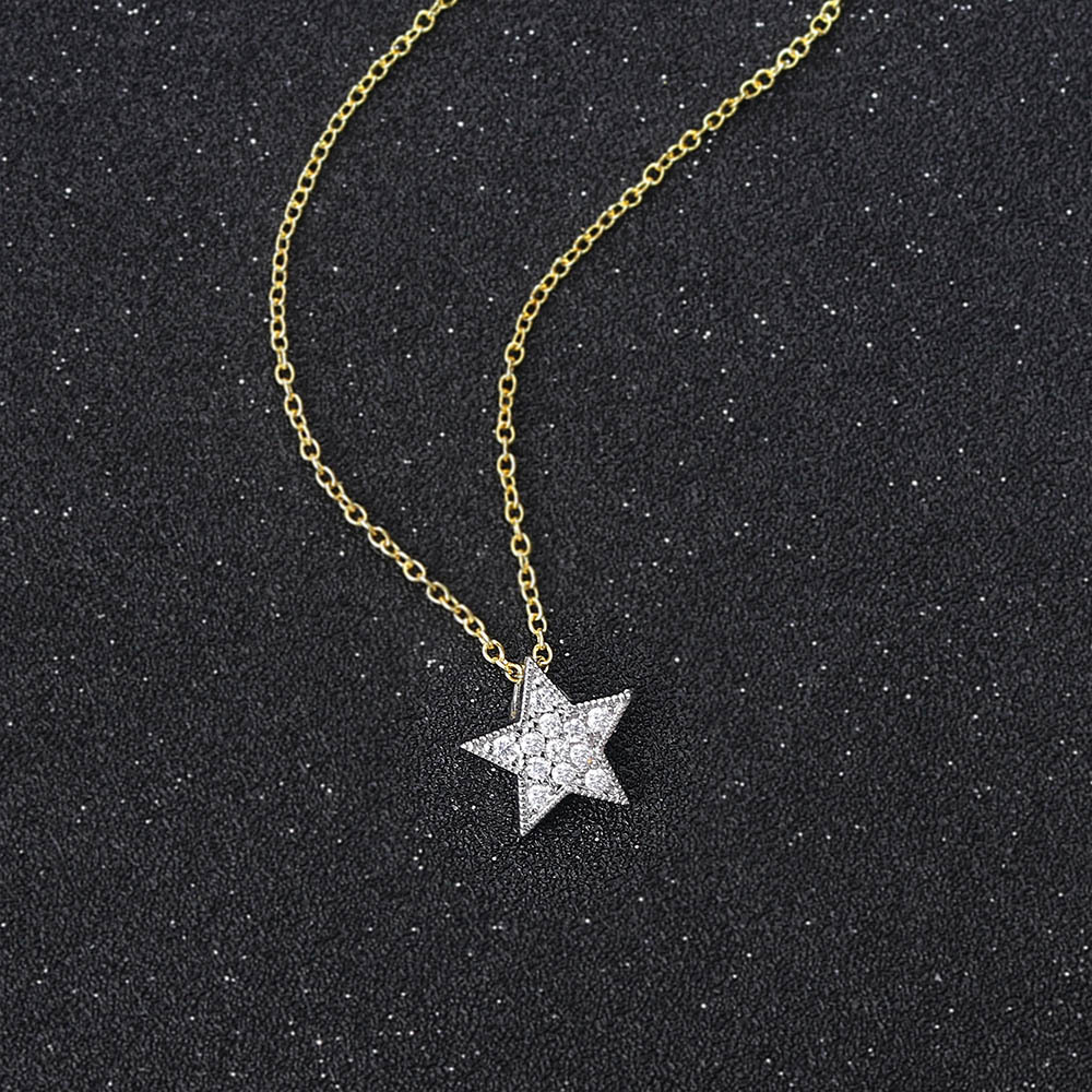 Simple Style Star Copper Inlay Zircon Pendant Necklace display picture 2