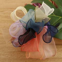 Luminous silk wave edge snow gauze ribbon handmade DIY butterfly knot hair accessory material baking edge gauze woven ribbon