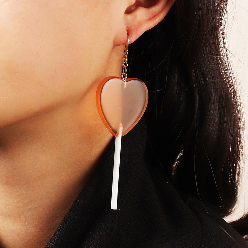 Sweet Candy Color Heart Lollipop Earrings display picture 18