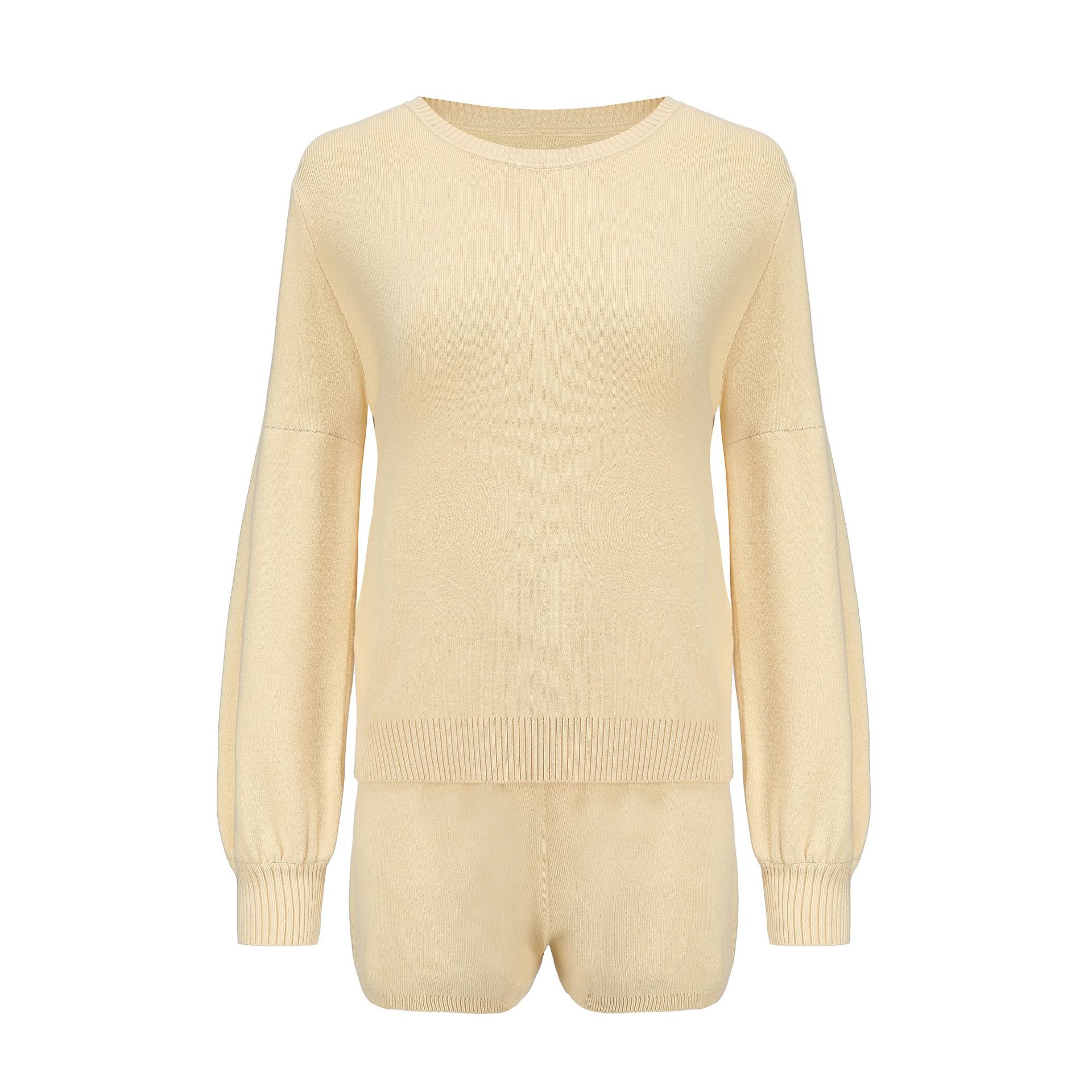 Women's Sweater Set Summer Macaron Colour Matching Co-ord Suit_voghion.com