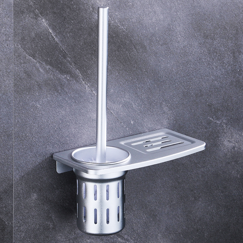 加工定制厕所马桶刷太空铝马桶刷架免打孔卫生间马桶刷托盘置物架|ru