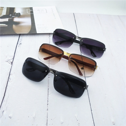 New men's sunglasses wholesale square single bridge half frame sunglasses sunglasses metal fashion eyes