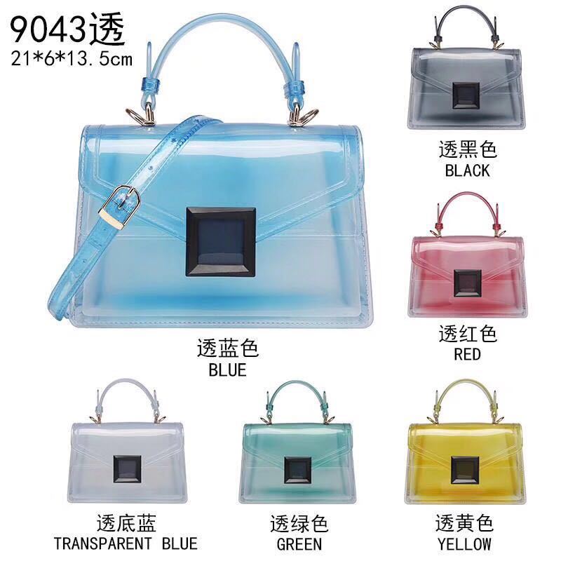 Clearance jelly bag, transparent pvc women's bag, gradient color small square bag, handbag, single-shoulder crossbody women's bag in stock details Picture