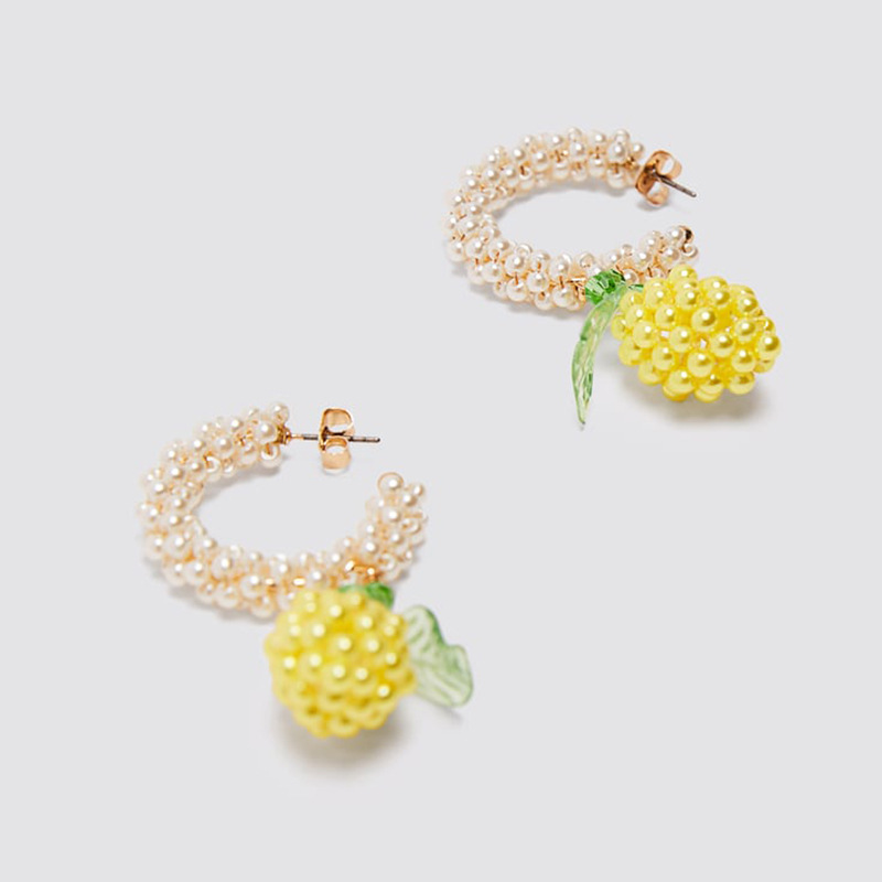 Za Ear Rings Europäische Und Amerikanische Mode Hand Gefertigte Perlen Ananas Ohrringe Frauen Grenz Überschreitende Persönlichkeit Perlen Ohrringe Schmuck display picture 3