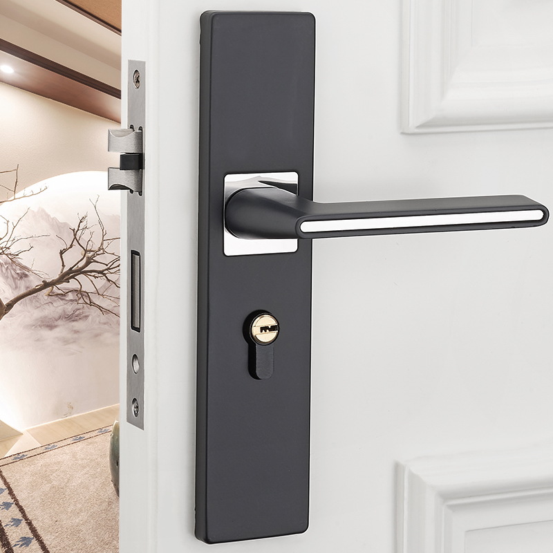 Hogar Universal negro puerta manija cerradura dormitorio puerta alquiler habitación interior puerta cerradura manija de la puerta cerradura