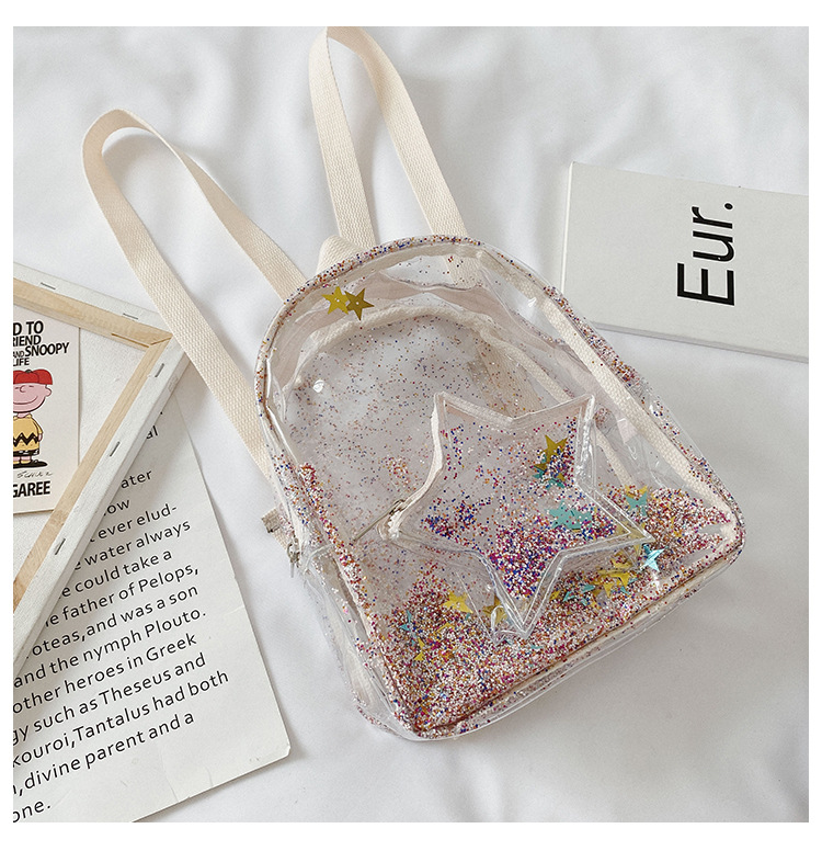 Girl's Medium All Seasons Pvc Star Fashion Transparent Square Zipper Fashion Backpack display picture 5