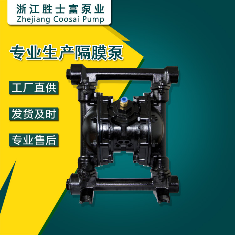 QBY-25Z铸铁气动隔膜泵耐磨杂质输送泵DN25隔膜往复泵高扬程