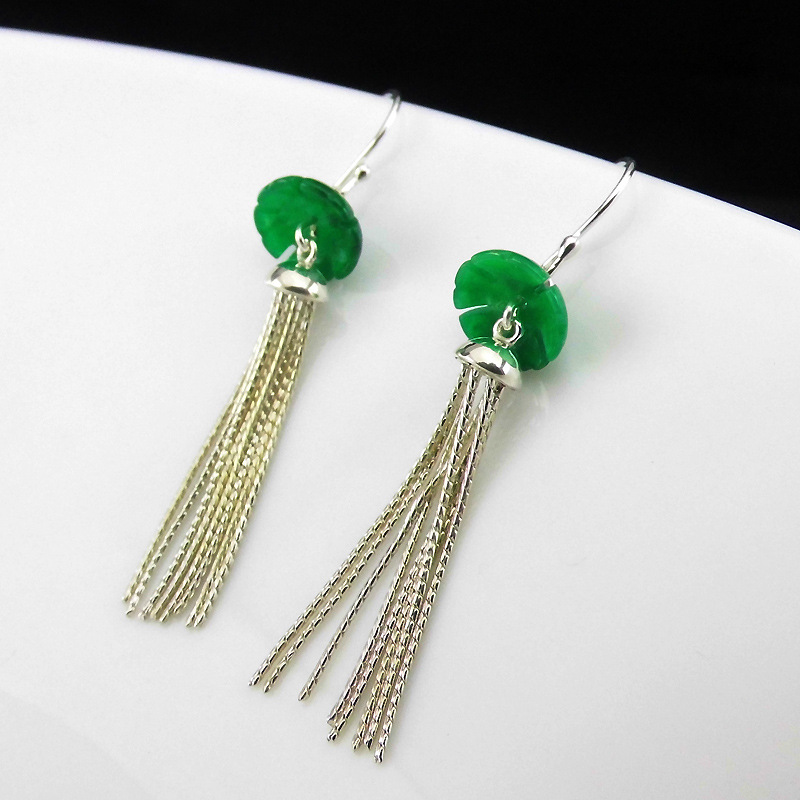 Baolong Jewellery have more cash than can be accounted for Jade tassels Earrings Earrings S925 Silver Accessories Lung Health new pattern Earrings