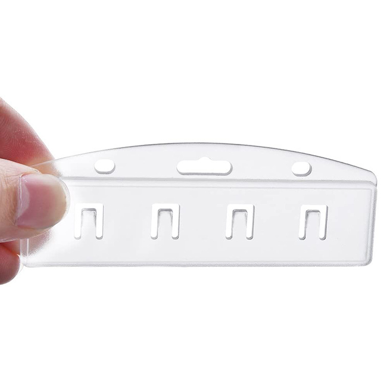 Amazon Venta caliente en stock PS helado transparente PC titular de la tarjeta de identificación titular de la tarjeta de medio pecho