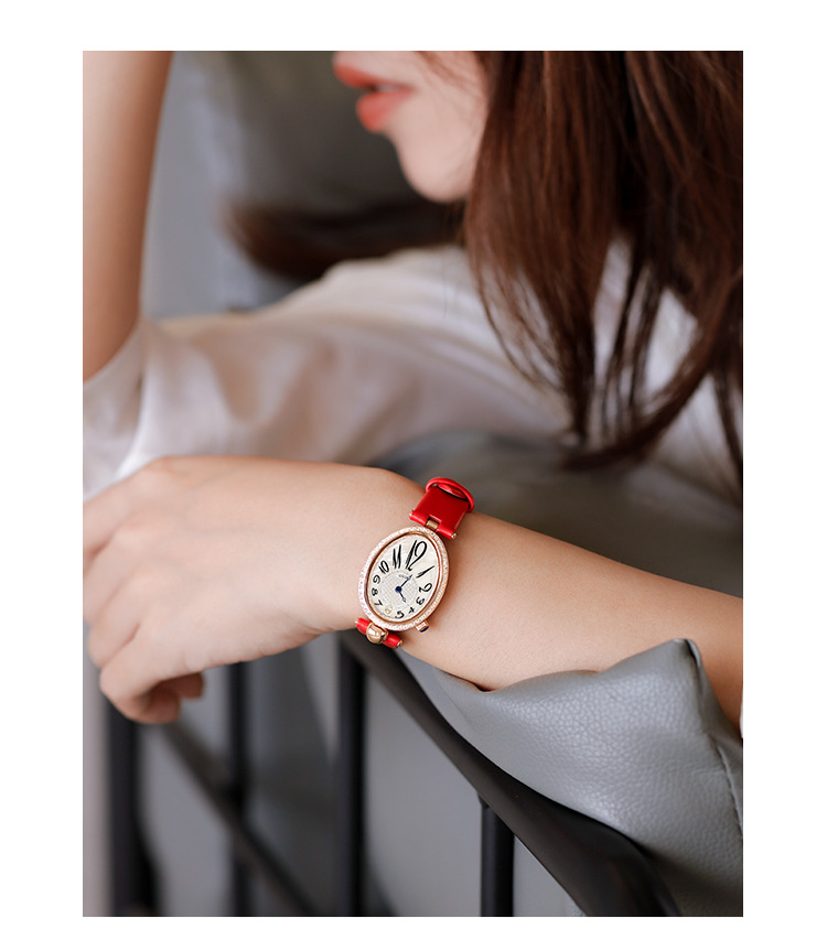 Stile di design, temperamento alla moda, quadrante a forma di goccia, lusso leggero, orologio da donna alla moda con diamanti intarsiati, orologio da donna al quarzo impermeabile_voghion.com