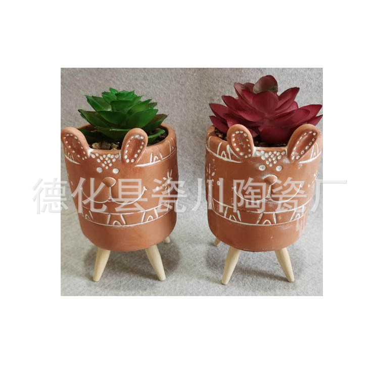 红土花盆人脸花缸