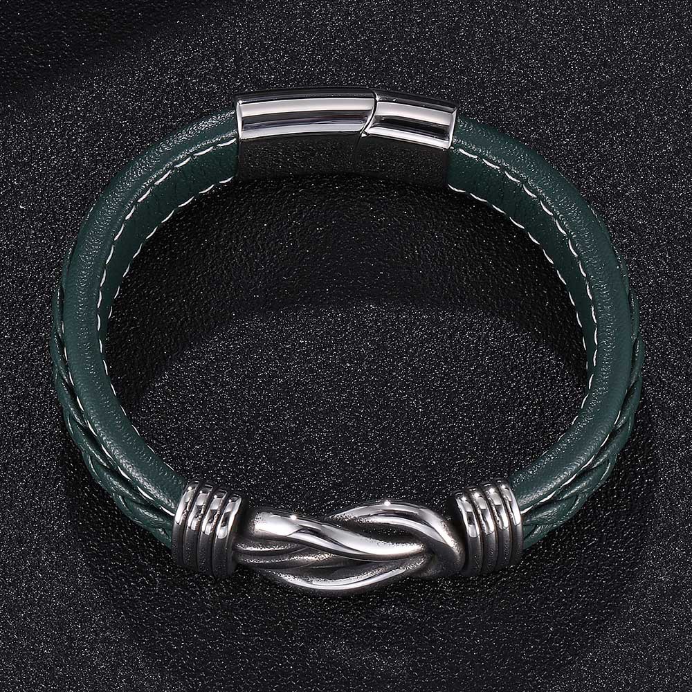 Punk Geometric Stainless Steel Pu Leather Men's Bracelets display picture 3