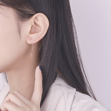 韓國東大門999純銀波浪幾何耳線女 小眾設計感網紅百搭簡約耳飾女