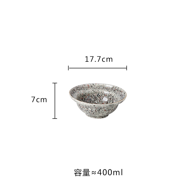 Horno de estilo japonés Flor de lluvia esmalte tazón de fideos de cerámica tazón de ensalada de frutas borde dorado mármol sombrero de paja tazón cubo tazón de sopa grande