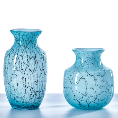 轻奢欧式拉丝原色手工插花玻璃花瓶敞口家居摆件装饰大款厂家工艺|ru