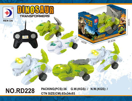 2.4G electric deformation wireless remote control dinosaur chariot with light and music deformation robot model toy