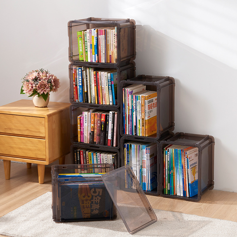 厂家现货批发日式叠加收纳箱 家用书本宿舍书籍杂物塑料组合书柜