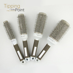 Direct Manufacturer Heat Selling Grey Ceramic Aluminum Pipe Roller Comb Heat Brush Fluffy Professional Hair Styling Curling Brush