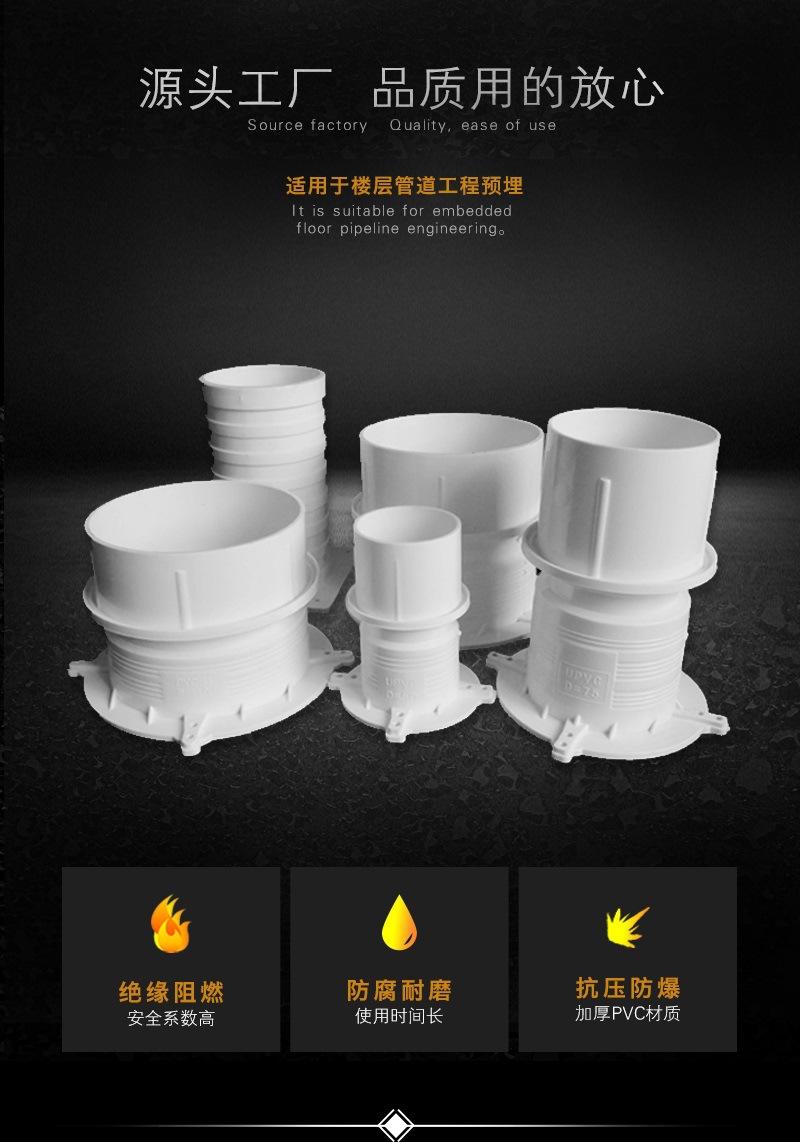 pvc预埋套管套筒50/75/110止水节刚性套管地漏套管直接预留160-阿里巴巴