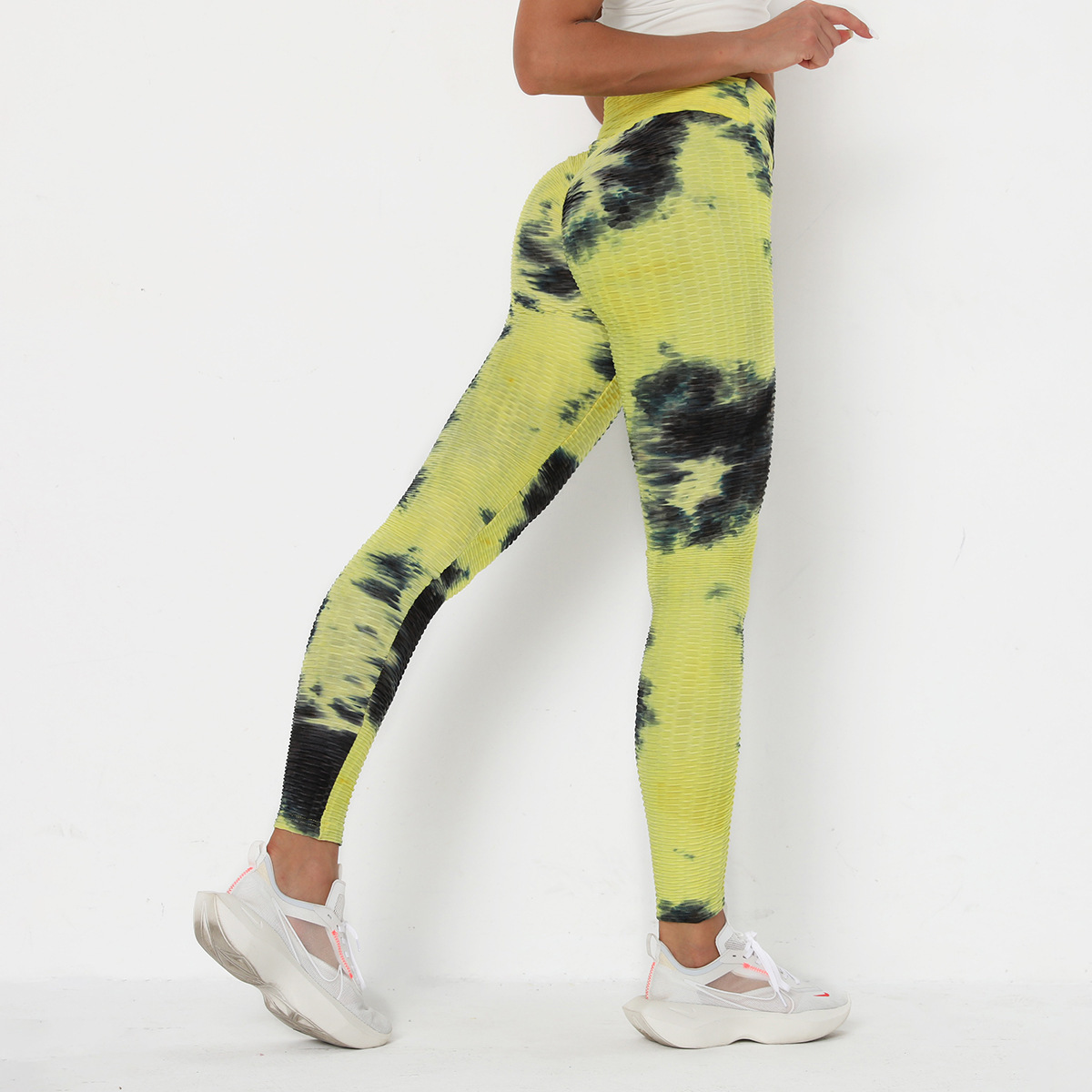 stitching tie-dye ink jacquard slim fitness leggings NSLX8998