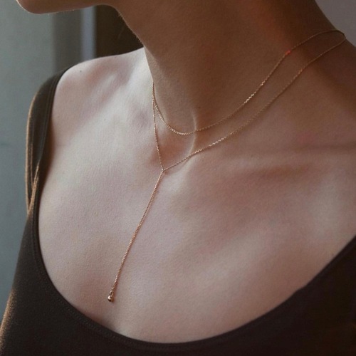 Handmade S925 sterling silver plated 14k gold layered high-end necklace, versatile and fashionable long sweater chain for women