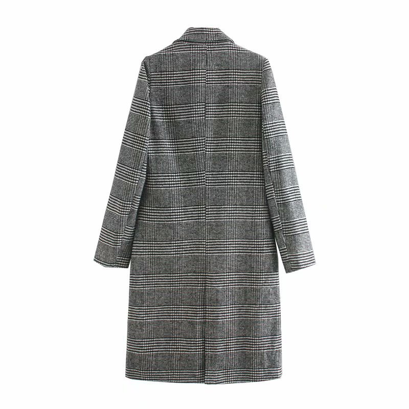 wholesale autumn Hepburn style retro double-breasted mid-length woolen coat  NSAM4273