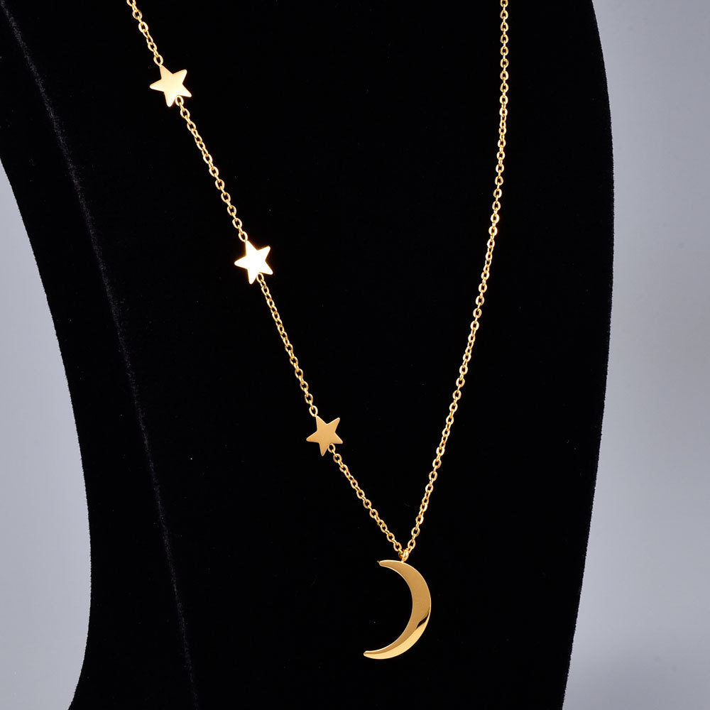 Grohandel Schmuck Stern Mond Anhnger mehrschichtige Titanstahl Halskette nihaojewelrypicture10