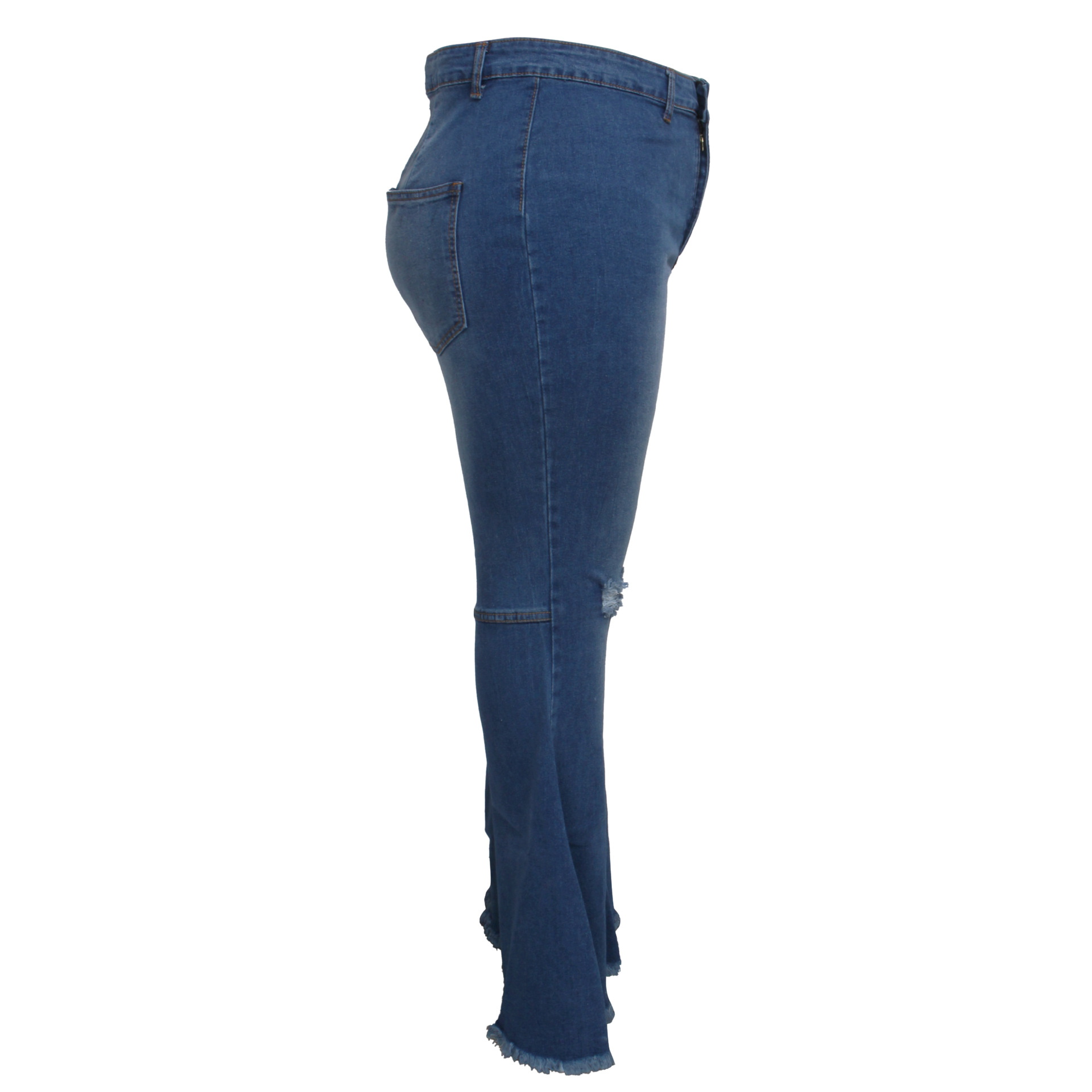 plus size Knee Holes Stretch Slim bootcut jeans nihaostyles clothing wholesale NSSF89230