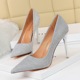 1829-8 European and American Style Sexy nightclub high heels metal high heels shallow mouth pointed sparkle Sequin cloth banquet shoes