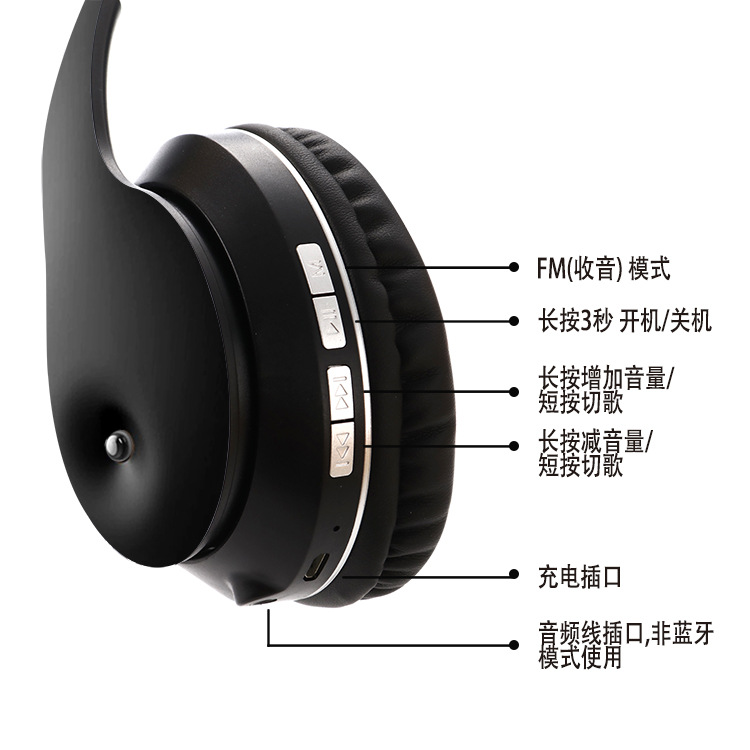 新款跨境蓝牙耳机头戴式无线蓝牙耳机立体声折叠音乐耳机蓝牙5.0