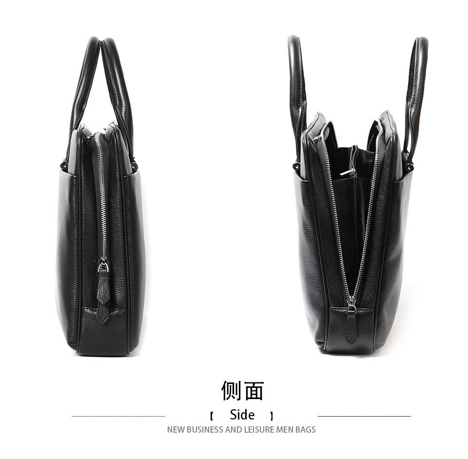 Túi xách nam da bò thật dung tích lớn 38×29×9 cm, túi công sở đeo chéo một vai — Màu đen chi tiết 12