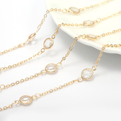 Korean Pure Copper 14K Round Crystal Chain Necklace Material Fashion Versatile Bracelet Necklace Handmade DIY Accessory