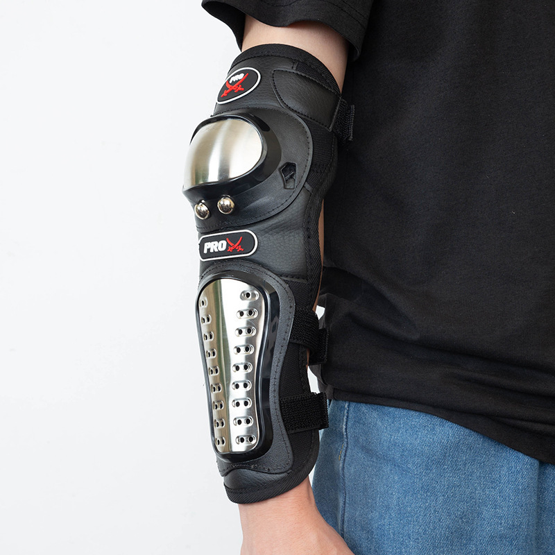 Protector de codo, protector de brazo, motocicleta, protector de rodilla de acero inoxidable, protector de rodilla de codo de cuatro piezas, artículos de bicicleta anti-caída de carretera personalizados